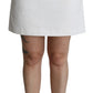 Elegant White Floral Brocade Mini Skirt