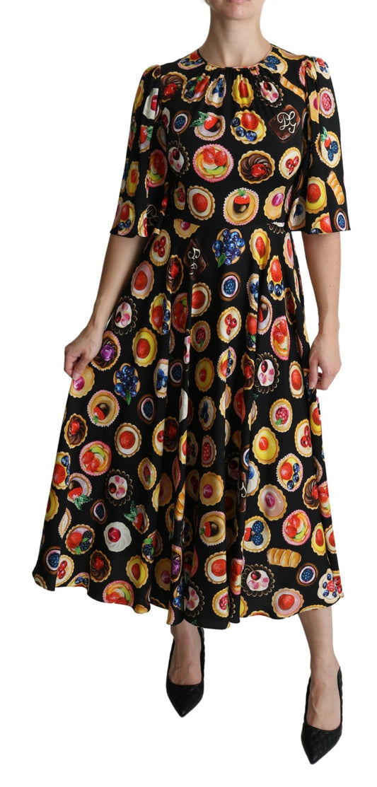 Chic Multicolor Maxi Desserts Print Dress