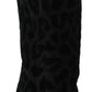 Elegant Black Leopard Print Short Boots