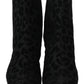 Elegant Black Leopard Print Short Boots