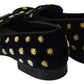 Elegant Velvet Crown Embroidery Loafers