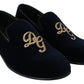 Elegant Blue Embroidered Loafers