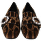 Leopard Print Crystal Embellished Loafers