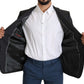 Elegant Gray Wool Silk Blend Slim Fit Blazer