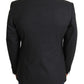 Elegant Gray Wool Silk Blend Slim Fit Blazer