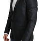 Elegant Black Jacquard Slim Fit Blazer