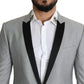 Elegant Silk Blend Light Gray Blazer