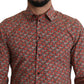 Elegant Red Martini Fit Cotton Shirt