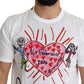 Romantic Heart Print Crew Neck Tee