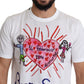 Romantic Heart Print Crew Neck Tee