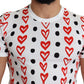 Chic White Cotton Tee with Heart Print