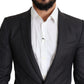 Elegant Black Virgin Wool Martini Blazer