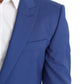 Exquisite Blue Wool Martini Blazer Jacket