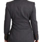 Elegant Gray Stretch Wool Blazer