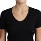 Elegant Black Wool Round Neck T-Shirt