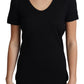 Elegant Black Wool Round Neck T-Shirt