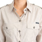 Elegant Beige Cotton Safari Shirt