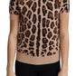 Elegant Leopard Print Wool Turtleneck Top