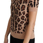 Elegant Leopard Print Wool Turtleneck Top