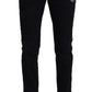 Elegant Skinny Black Jeans with Embroidery