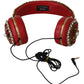 Exquisite Red Crystal Leather Headphones