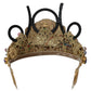 Stunning Crystal Diadem Tiara - Gold Multicolor