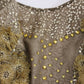 Exquisite Gold Lace Maxi Dress with Crystals