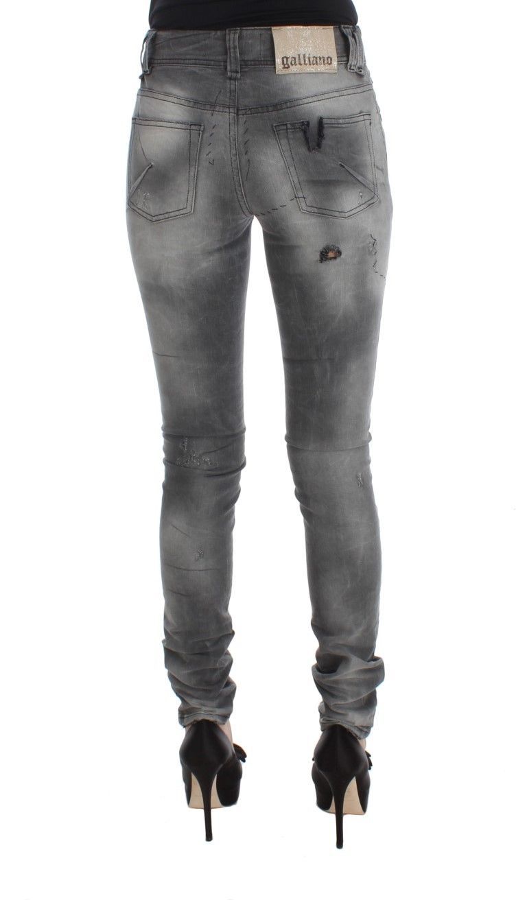 Chic Gray Slim Fit Designer Jeans