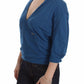 Elegant Deep V-Neck Sweater in Blue