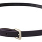 Chic Black Leather Belt with Chrome Silver Tone Buckle