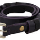 Chic Black Leather Belt with Chrome Silver Tone Buckle