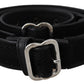 Chic Black Leather Waist Belt with Chrome Buckle