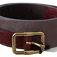 Elegant Brown Leather Belt with Gold Buckle