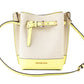 Emilia Small Canvas Snakeskin Print Leather Bucket Bag Messenger Crossbody Handbag (Buttercup)