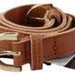 Elegant Brown Leather Double Buckle Belt