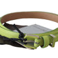 Classic Green Leather Belt with Silver-Tone Hardware