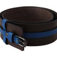 Elegant Brown Leather Belt with Blue Lining