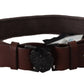 Classic Dark Brown Leather Belt with Logo Buckle