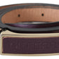 Elegant Maroon Leather Belt with Gold-Tone Buckle