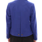 Elegant Blue Wool Jacket with Removable Collar