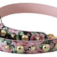 Floral Gold Stud Leather Strap in Pink