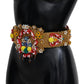 Gold-Tone Floral Crystal Waist Belt