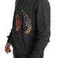 Gray Crystal Heart Gun Motif Sweater