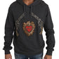 Gray Crystal Heart Gun Motif Sweater