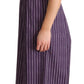 Elegant Sleeveless A-Line Purple Stripe Dress