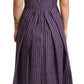 Elegant Sleeveless A-Line Purple Stripe Dress