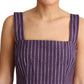 Elegant Sleeveless A-Line Purple Stripe Dress