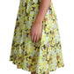 Elegant Yellow Floral A-Line Sleeveless Dress