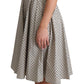 Polka-Dotted Beige Sleeveless A-line Dress