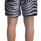 Elegant Gray Zebra Print Swim Trunks